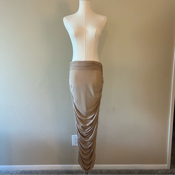 Jluxlabel Nude Beige Ruched Mesh Skirt - Picture 7 of 13